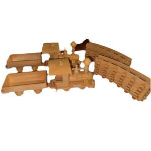 Vintage LIONEL Happy Huff-N-Puff 1970s HH&P Toy Push Train Set Resin w 12 Tracks